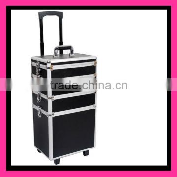 Mobile 3-in-1 Aluminium Cosmetics/Beauty/Hairdressing/Vanity Trolley/Box/Case