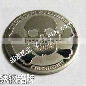 Distinctive brushed color injection stainless steel plate etching brand logos