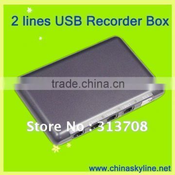 High quality assurance 2 line USB recorder box/usb phone set recorder