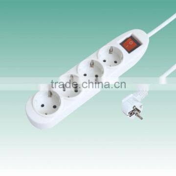 European 4way power strips socket with switch