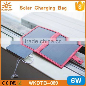 Factory Private Model 6W Solar Panel Foldable Leather Bag Solar Charger photo-3