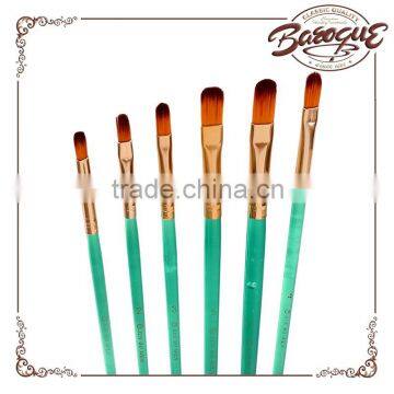 Wholesale 6pcs filbert plastic handle gold nylon hair acrylic painting variety artist brushes set for professional artist