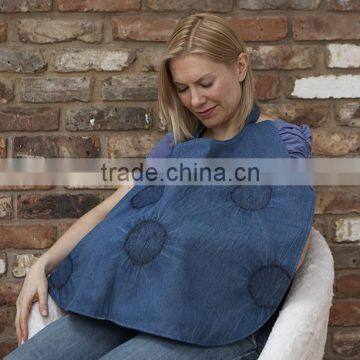 OEM top quality black denim snow wash with embroidery jeans apron shawl