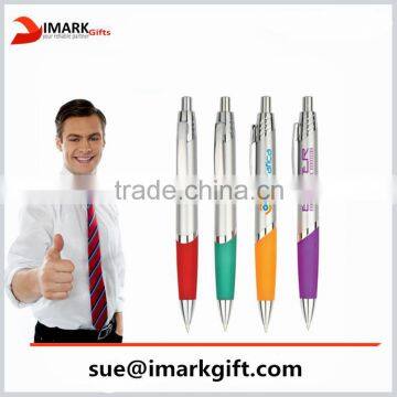 Silver Barrel and Colorful Gripper Custom Logo Pen