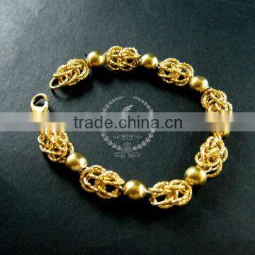 20cm raw brass faceted round beads link fashion DIY bracelet supplies 1900079