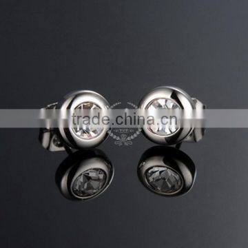 Stainless steel round bezel zircon fashion women earrings wedding jewelry 6730565