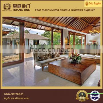 Exterior large toughened glass aluminum and wood sliding door