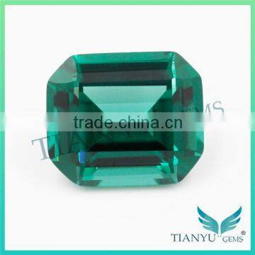 Gemstone Processing 10*11mm Russian Synthetic #22 Emerald Green Octangon Nano sital Stone