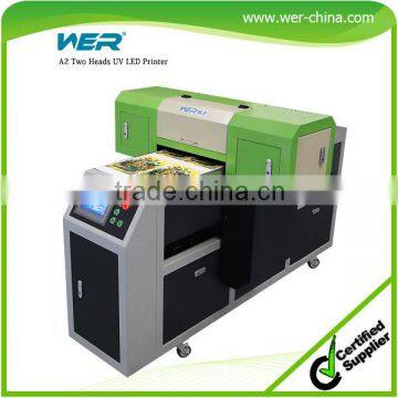 2016 hot selling WER a2 size dual heads uv inkjet printer for glass printing