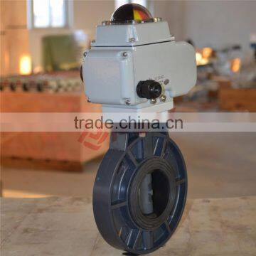 small upvc plastic butterfly valve with electric actuator