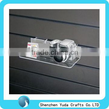 Acrylic Shelf Slatwall Acrylic Shelf Clear Wall Mounted Plastic Slatwall Display Shelf for Camera