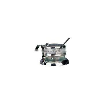 Stainless steel salt bowl with stainless steel cover and spoon