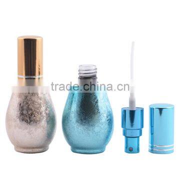 Crackle Colour Round Shaped Empty Glass Spray Bottle With Aluminum Atomizer for Perfume Packaging