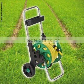 1/2" 60M garden hose reel cart with aluminum tube and accessory basket