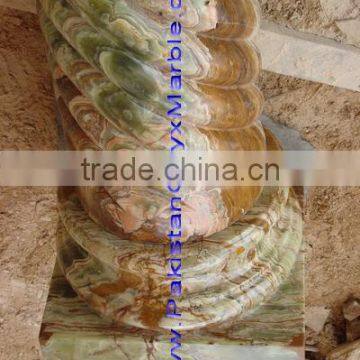 UNIQUE GREEN ONYX CARVING COLUMNS PILLARS photo-6
