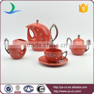 home and hotel decorative red porcelain coffee tea set