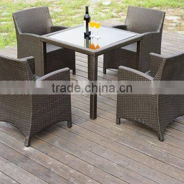 Brown Outdoor Rattan Coffee Table, Plastic Table and Chair photo-2