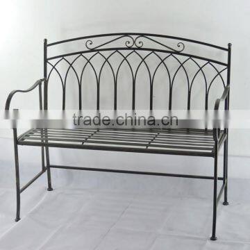 Outdoor Antique Wrought Iron Garden Bench photo-2