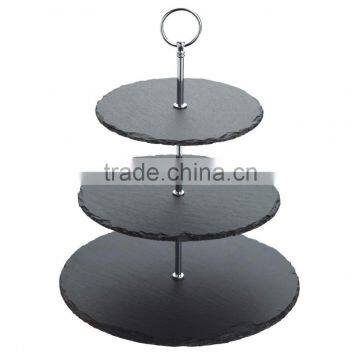 Natural Slate 3-layer cake stand,centrepiece food holder