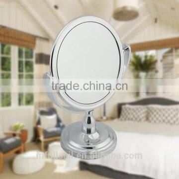 Plasticl free standing double side round magnifying cosmetic/ table mirror