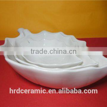 High Quality Wholesale Leaf Shape Ceramic Main Course Dishes