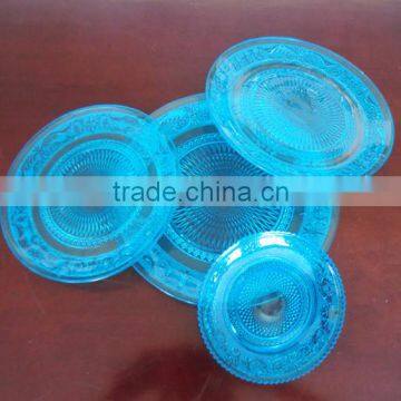 Set 5 Blue Color Light Glass Plates for Table Decoration