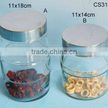 mini clear round glass jar with metal lid