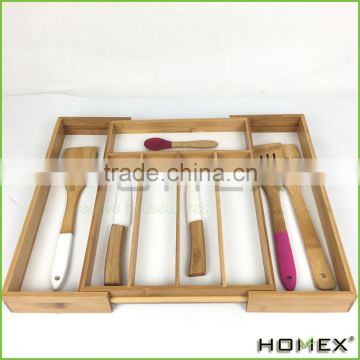 Bamboo kitchen organizer/ drawer tray inserts Homex-BSCI