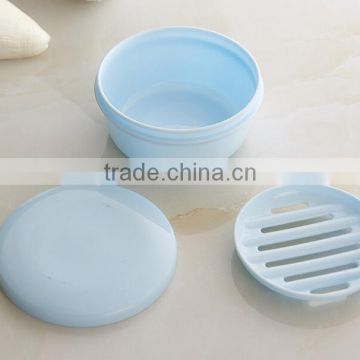 round plastic traveling soap box with draining board and lid /plastic soap tray /plastic soap case can be printed logo