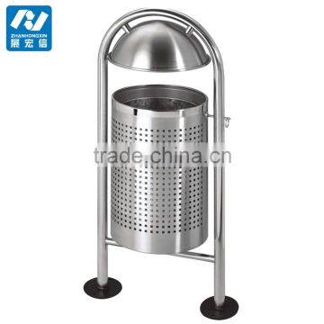 stainless steel metal outdoor garbage urban dust bin