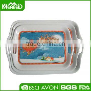 Bob- sleigh & deer printing 3pcs Christmas customize skidproof plastic bar tray