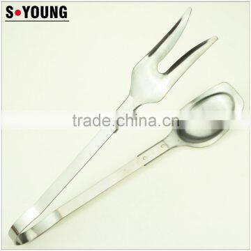39055 Hot Sale Stainless Steel Kitchen Tongs BBQ Grill Food Salad Tongs With Forks photo-3