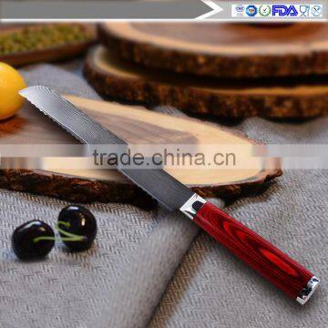High Quality Tiny Wave Pattern 8 Inch Damascus Bread Knife