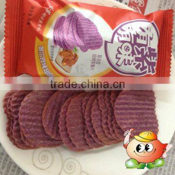 Baked purple potato crisps palatable