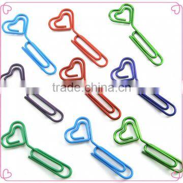 Assorted colors heart shape long metal wire paper clips