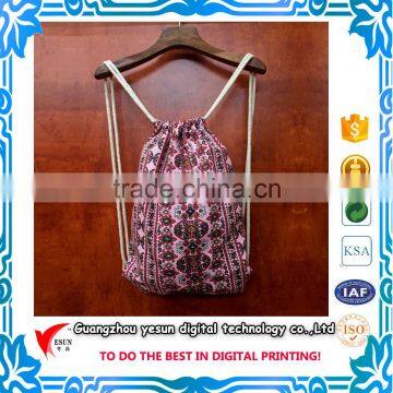 High quality wholesale cotton drawstring bag backpack with custom printed logo