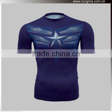 Spandex / Polyester Sublimation Short Sleeve Compression Shirts photo-4
