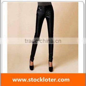 2014 Excess inventory Fashion Ladies PU Pants Liquidation 140713n