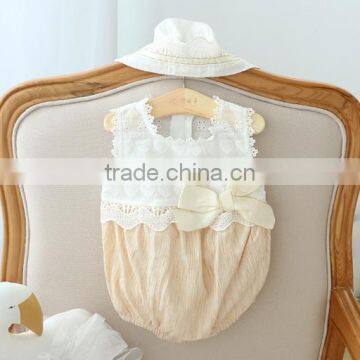 2017 New Design Summer Lace Baby Girls Bubble Romper With Bow