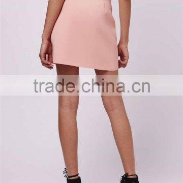 Wholesale OEM Servicees Zip Up A Line Skirts Women 2016 Crepe Patch Pocket Skirts 2016 photo-5
