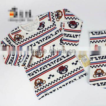 2017 Spring cute cartoon printing baby pajamas set pure cotton new design kids underwear long sleeves