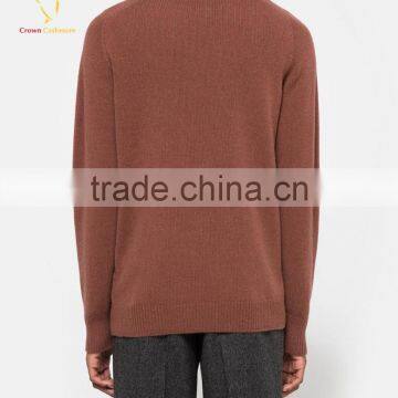 Brown Cashmere Knitted Jumper Men Sweater Knitwear photo-3