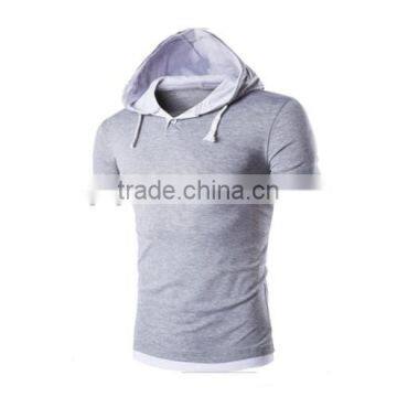 Latest Shirt Designs for Men Plain Fashion Sport Tshirt With Hood photo-3
