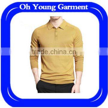 Long sleeve men clothing fashion yellow polo shirt