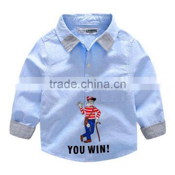 S33468W Summer Boys Shirts Cotton Long Sleeve Cool Boys Embroidery Blouse photo-3