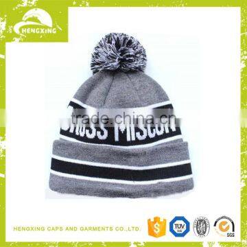 Custom Print Wooly Hat With Bobble,winter Pom Poms Decorate Beanie Hat photo-2