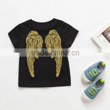 Shij 2017 Father and Son Tee Exquisite Embroidery Angel Wings T Shirt Spandex photo-2