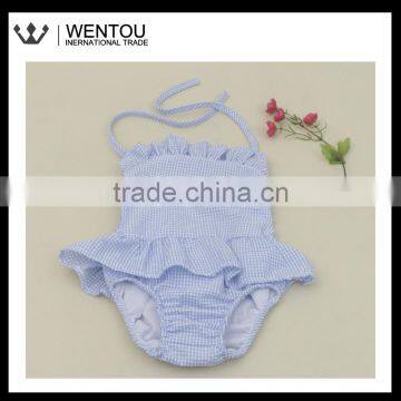 Monogrammed Girls Seersucker Blank Swimsuit photo-3