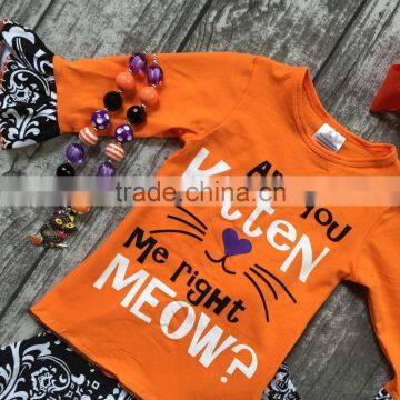 Baby Girls Halloween Clothing Girls Are You Kitten me Right Meow Outfits Girls Halloween Outfits Damask Capri With Accessories photo-2
