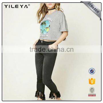 2017 O-neck Cotton Printed Short Sleeve Mini T-shirt for Lady photo-4